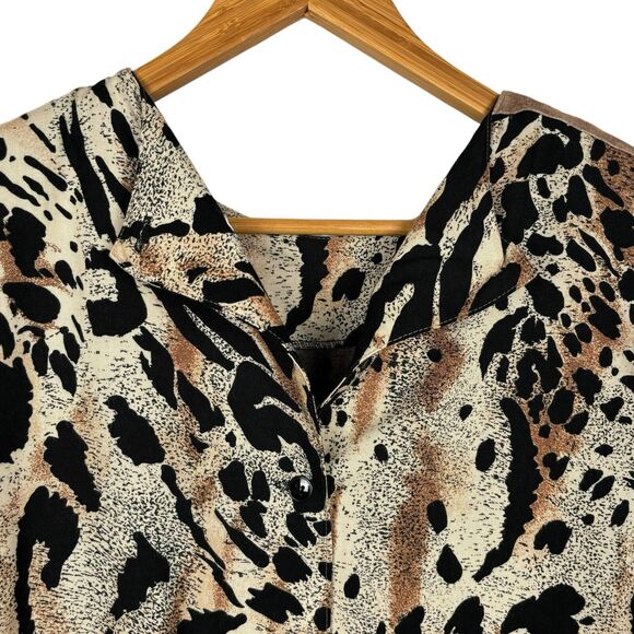 VTG Mob Wife Leopard Print Drop Waist‎ Midi Dress Size 12 Bold Union Made Unique - Picture 4 of 11